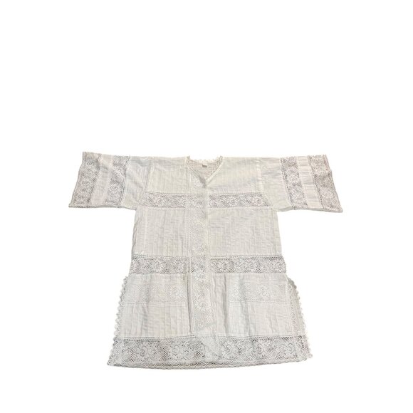 Vintage 80’s Lace Swimsuit Cover/Cardigan White Size L Bohemian Beach Coastal - Picture 2 of 9